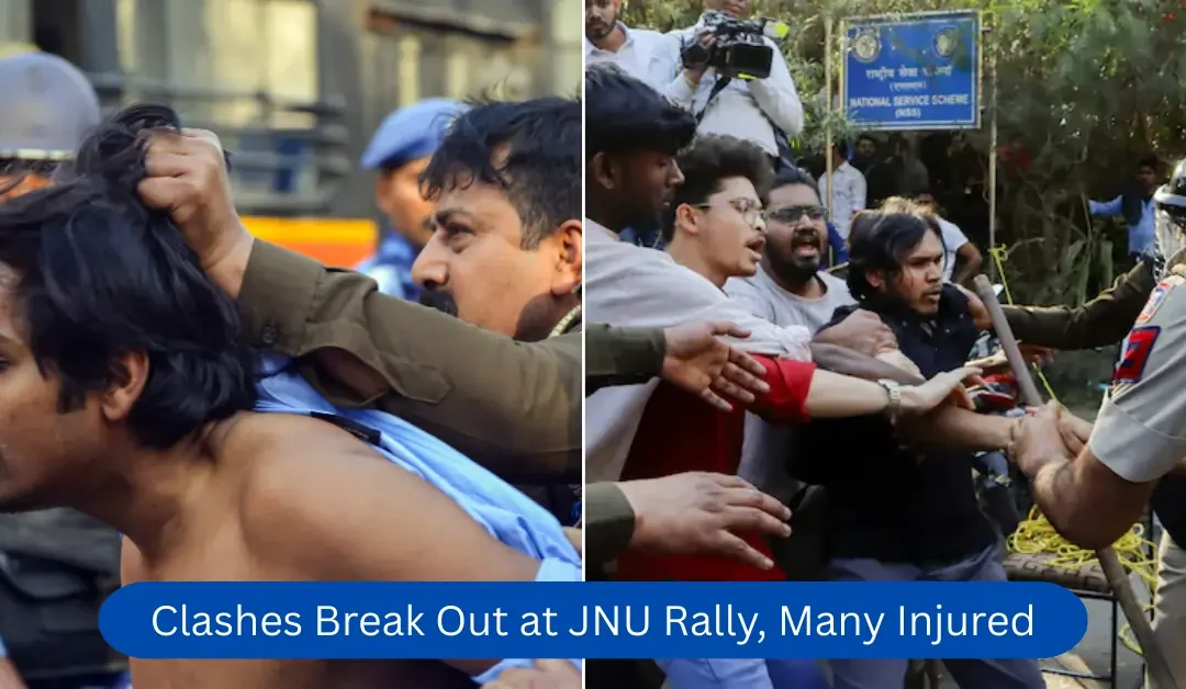 Clashes Break Out at JNU Rally, Many Injured